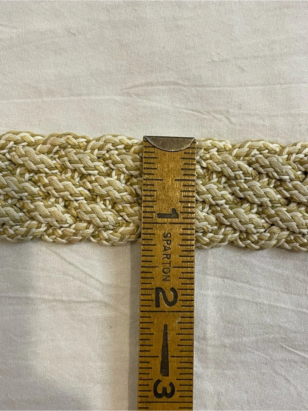 La Martina Polo Woven Stretch Braided Belt Cream Brown Leather 38-40”